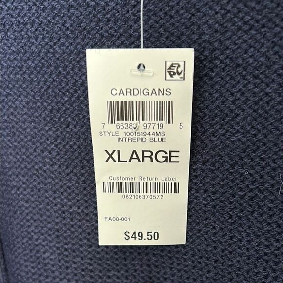 Karen Scott Navy Open Front Cardigan - XL - NWT - Picture 3 of 4